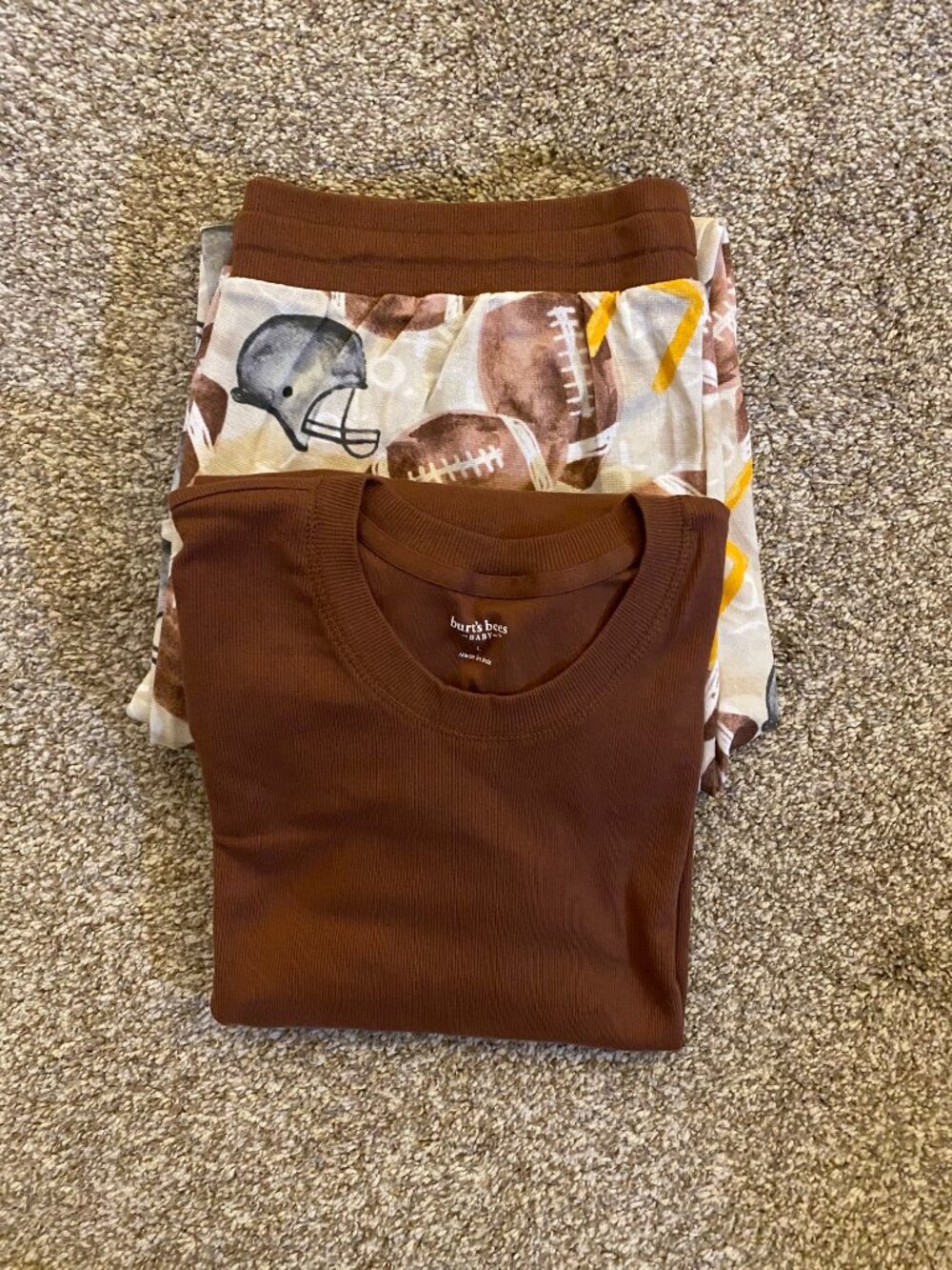 Burt's Bees Holiday Family Jammies Football Organic Cotton Women Pajamas Set Lg